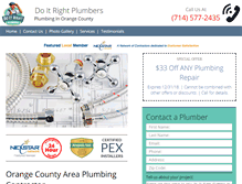 Tablet Screenshot of plumbinginorangecounty.com